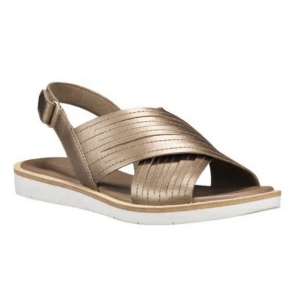 Timberland Womens Sandals 9.5 Bronze SensorFlex Crossband Slingback A1VNA